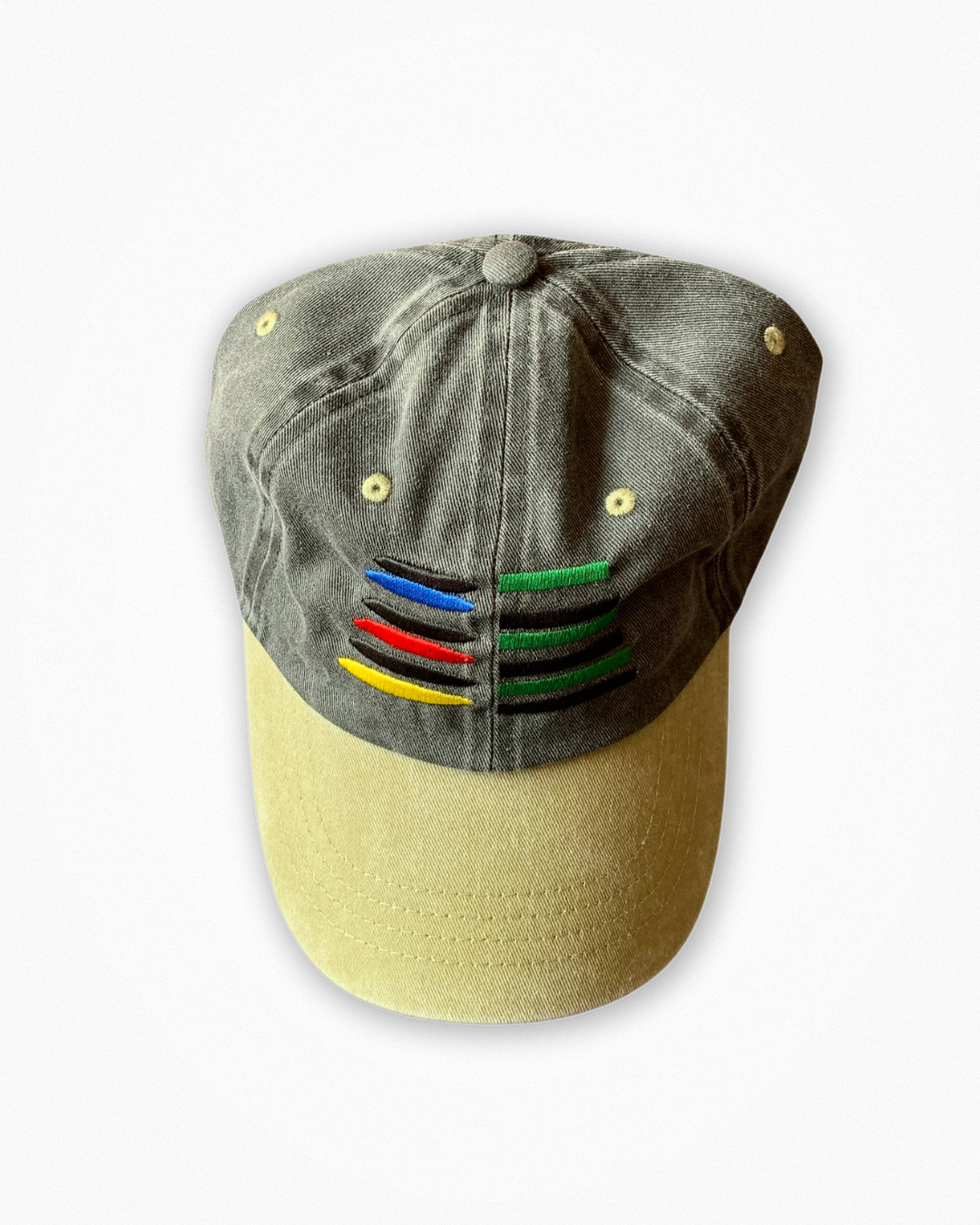 Gorra pirámide gris con beige